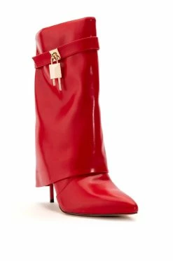 Alternative view of AZALEA WANG MINE FOLD OVER STILETTO BOOTIE IN RED