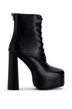 Alternative view of AZALEA WANG NAVEAH CHUNKY LACE UP BOOTIE IN BLACK