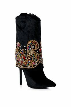 Alternative view of AZALEA WANG NIKO EMBELLISHED SUEDE BOOTIE IN BLACK