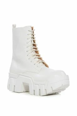 AZALEA WANG OLYMPIA WHITE CHUNKY BOOTIE -Azalea Wang store azalea wang olympia white chunky bootie white 3 3