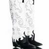 AZALEA WANG OUTLAND WESTERN WEDGE BOOT IN BLACK WHITE -Azalea Wang store azalea wang outland western wedge boot in black white black white 1 1