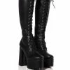 AZALEA WANG PRECIOUS CHUNKY LACE UP BOOT IN BLACK -Azalea Wang store azalea wang precious chunky lace up boot in black black 1 1