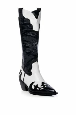 AZALEA WANG SALLY WESTERN BOOTIE IN BLACK WHITE -Azalea Wang store azalea wang sally western bootie in black white black white 3 3