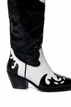 AZALEA WANG SALLY WESTERN BOOTIE IN BLACK WHITE -Azalea Wang store azalea wang sally western bootie in black white black white 5 5