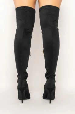 AZALEA WANG SHEER LUCK STILETTO BOOT IN BLACK -Azalea Wang store azalea wang sheer luck stiletto boot in black black 4 4