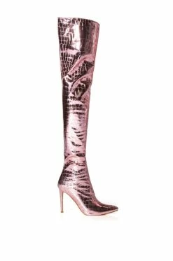 Alternative view of AZALEA WANG SHOWSTOPPER OVER THE KNEE STILETTO BOOT IN PINK