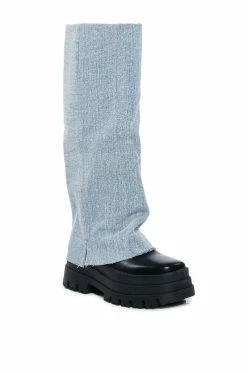 AZALEA WANG SHURI DENIM FOLD OVER BOOT -Azalea Wang store azalea wang shuri denim fold over boot denim 3 3
