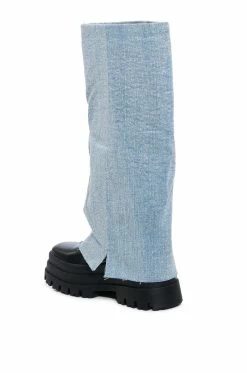 AZALEA WANG SHURI DENIM FOLD OVER BOOT -Azalea Wang store azalea wang shuri denim fold over boot denim 4 4