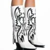 AZALEA WANG SIMPLY BELOW THE KNEE WESTERN BOOTIE IN WHITE BLACK -Azalea Wang store azalea wang simply below the knee western bootie in white black black white 2 2