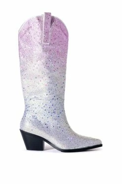Alternative view of AZALEA WANG SIMPLY ICONIC RHINESTONE OMBRE WESTERN BOOT IN SILVER
