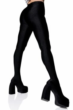 AZALEA WANG STAR STRETCH CHUNKY HEEL PANT BOOT IN BLACK