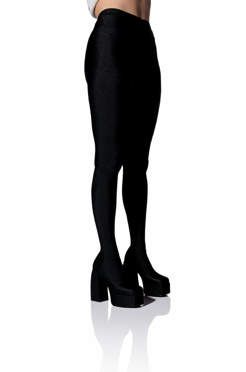 AZALEA WANG STAR STRETCH CHUNKY HEEL PANT BOOT IN BLACK 4 AZALEA WANG STAR STRETCH CHUNKY HEEL PANT BOOT IN BLACK - Image 2
