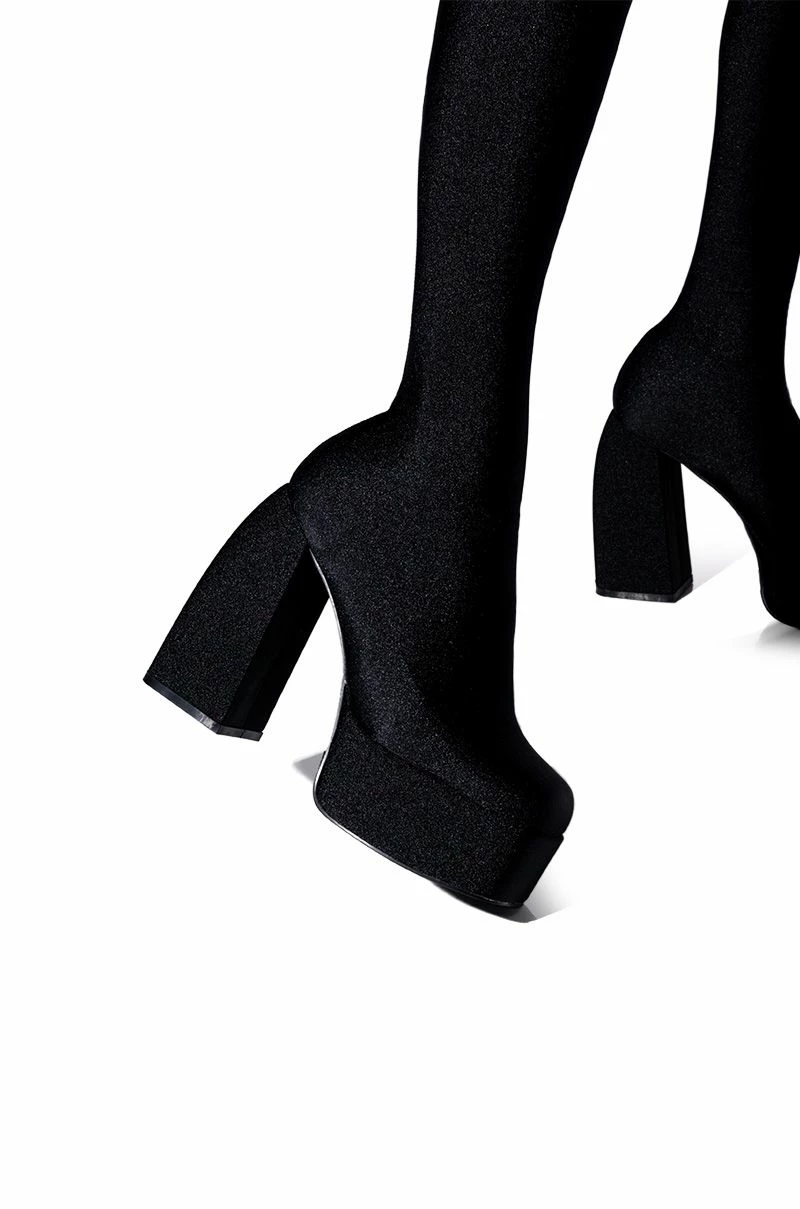 AZALEA WANG STAR STRETCH CHUNKY HEEL PANT BOOT IN BLACK 8 AZALEA WANG STAR STRETCH CHUNKY HEEL PANT BOOT IN BLACK - Image 6