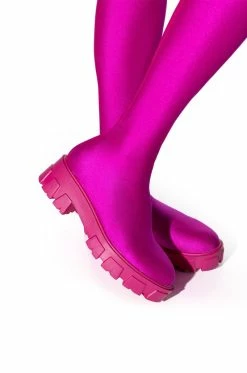 AZALEA WANG STAR STRETCH FLATFORM PANT BOOT IN FUCHSIA 10 AZALEA WANG STAR STRETCH FLATFORM PANT BOOT IN FUCHSIA -Azalea Wang store azalea wang star stretch flatform pant boot in fuchsia fuchsia 5 5