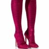 AZALEA WANG STATUE EMBELLISHED STRETCH BOOT IN PINK -Azalea Wang store azalea wang statue embellished stretch boot in pink pink 2 2