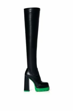 Alternative view of AZALEA WANG STEP UP THIGH HIGH FAUX LEATHER BOOT IN GREEN