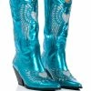 AZALEA WANG TEMPLE METALLIC BOOTIE IN BLUE -Azalea Wang store azalea wang temple metallic bootie in blue blue 1 1