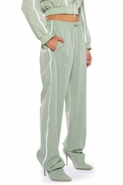 AZALEA WANG TRACK PANT BOOT IN SAGE GREEN -Azalea Wang store azalea wang track pant boot in sage green green 7 7