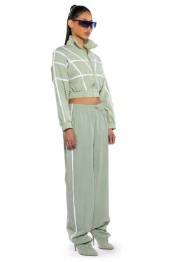 AZALEA WANG TRACK PANT BOOT IN SAGE GREEN -Azalea Wang store azalea wang track pant boot in sage green green 9 9