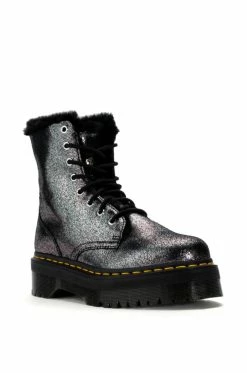 Alternative view of DR MARTENS JADON FUR LINED DISTRESSED METALLIC PLATFORM BOOT