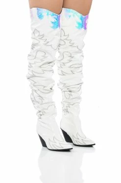 KELSEY OVER THE KNEE WESTERN BOOT IN WHITE