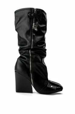 LUXE IN LOVE KNEE HIGH CHUNKY BOOT IN BLACK -Azalea Wang store luxe in love knee high chunky boot in black black 3 3 c1