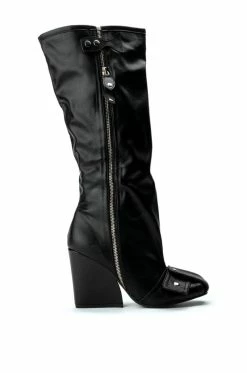 LUXE IN LOVE KNEE HIGH CHUNKY BOOT IN BLACK -Azalea Wang store luxe in love knee high chunky boot in black black 4 4 c1