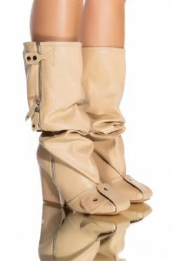 Alternative view of LUXE IN LOVE KNEE HIGH CHUNKY BOOT IN NUDE