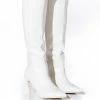 POSTED WHITE KNEE HIGH WESTERN BOOT -Azalea Wang store posted white knee high western boot white 1 1