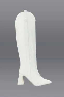 Alternative view of POSTED WHITE KNEE HIGH WESTERN BOOT