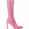ZERO GRAVITY MID CALF KNIT CHUNKY BOOT IN PINK -Azalea Wang store zero gravity mid calf knit chunky boot in pink pink 2 2